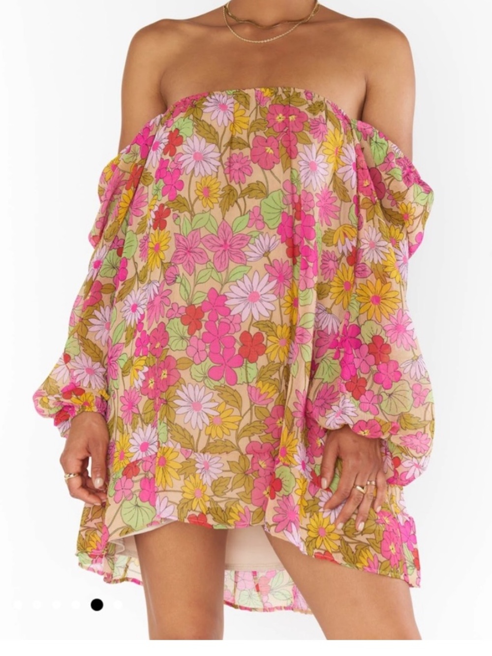 NWT Show Me Your MuMu Briar Mini Dress - Cottagecore Floral Puff Sleeve - Medium - Picture 7 of 15